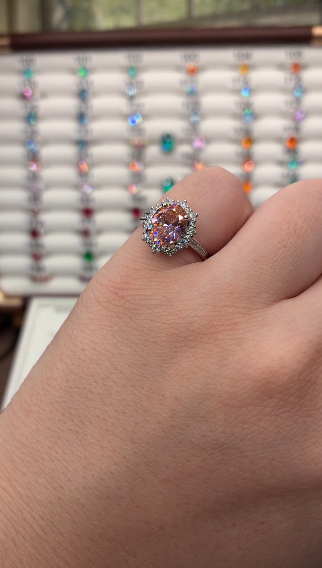 戒指彩色蓝宝石银S925镶嵌0966