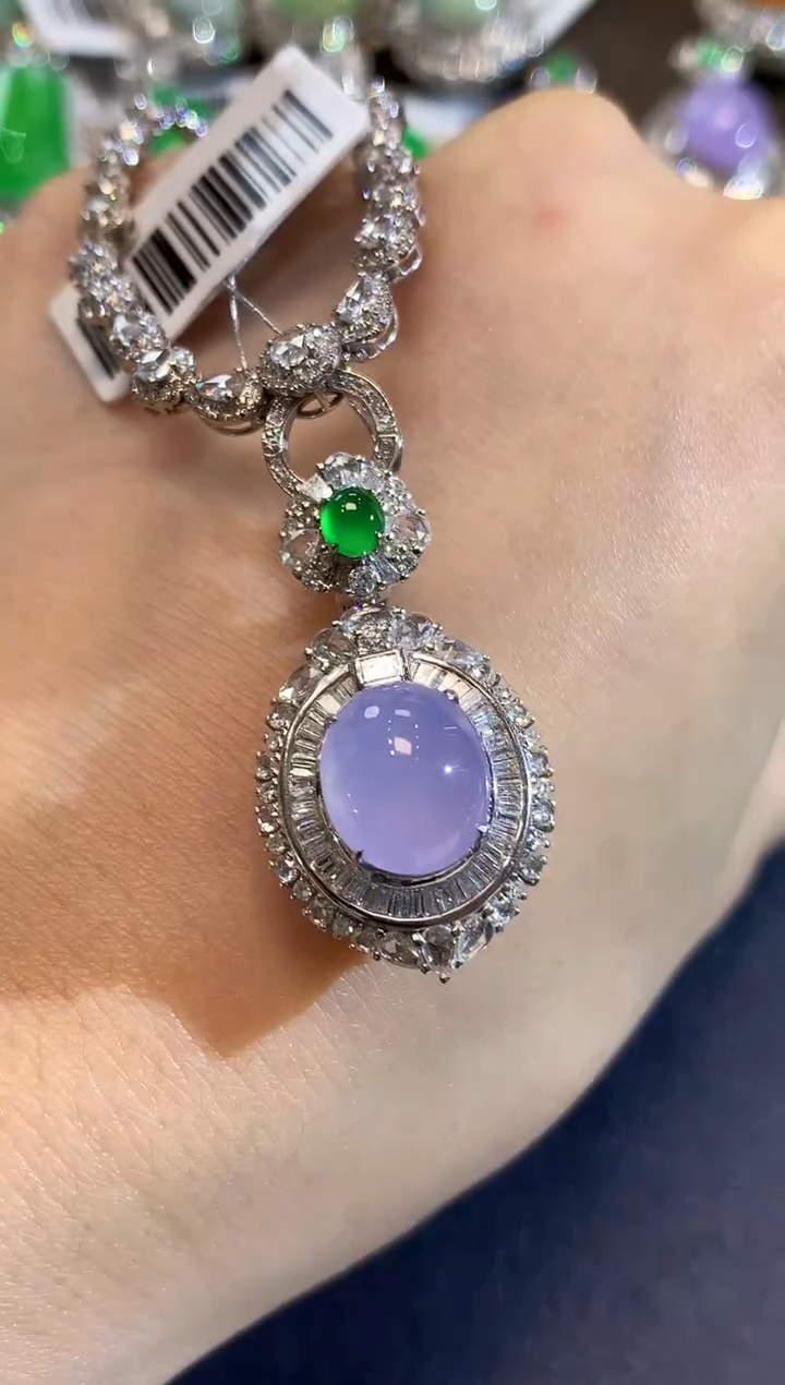 吊坠(不含链)18K金镶嵌翡翠S51  紫货有一定色差