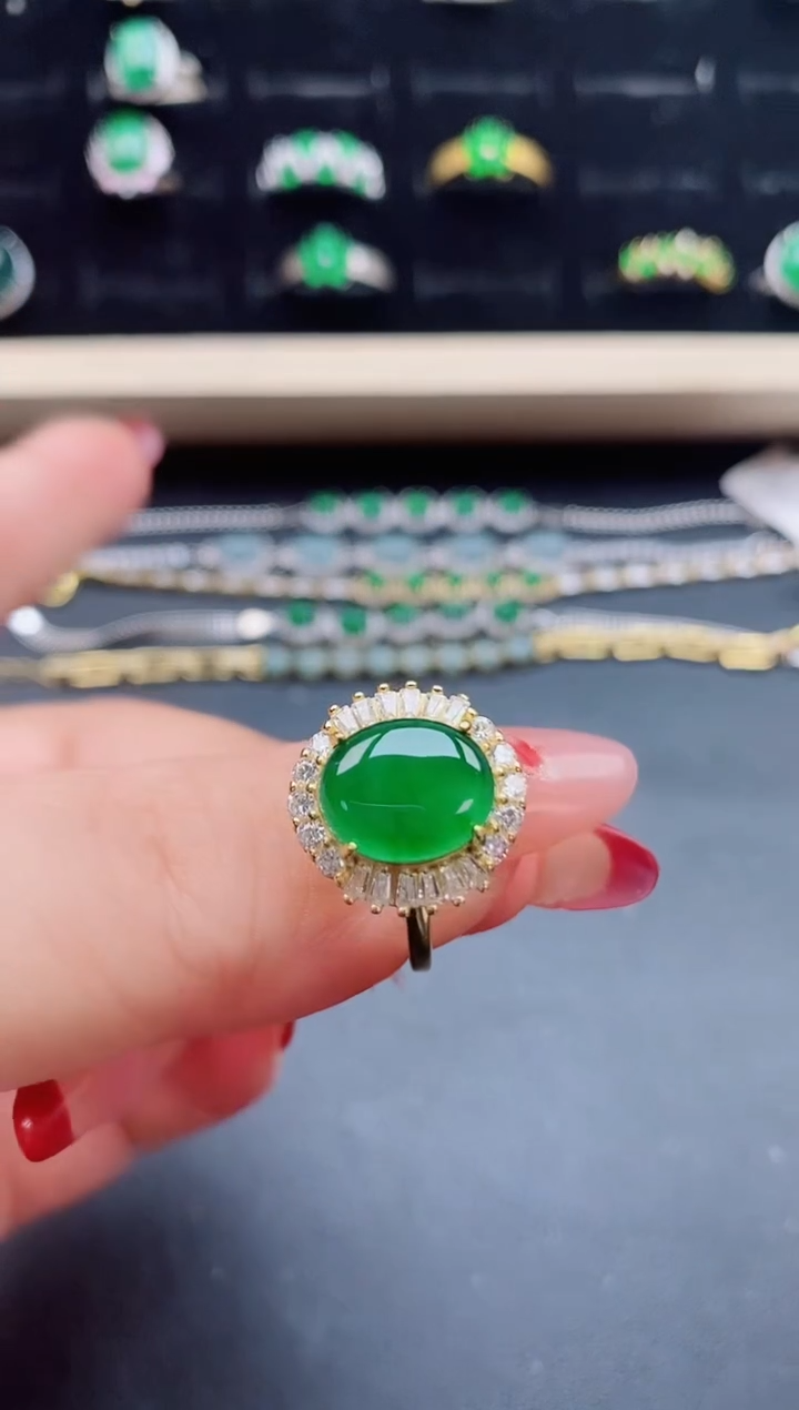 【闪购商品】翡翠戒指银S925镶嵌132131