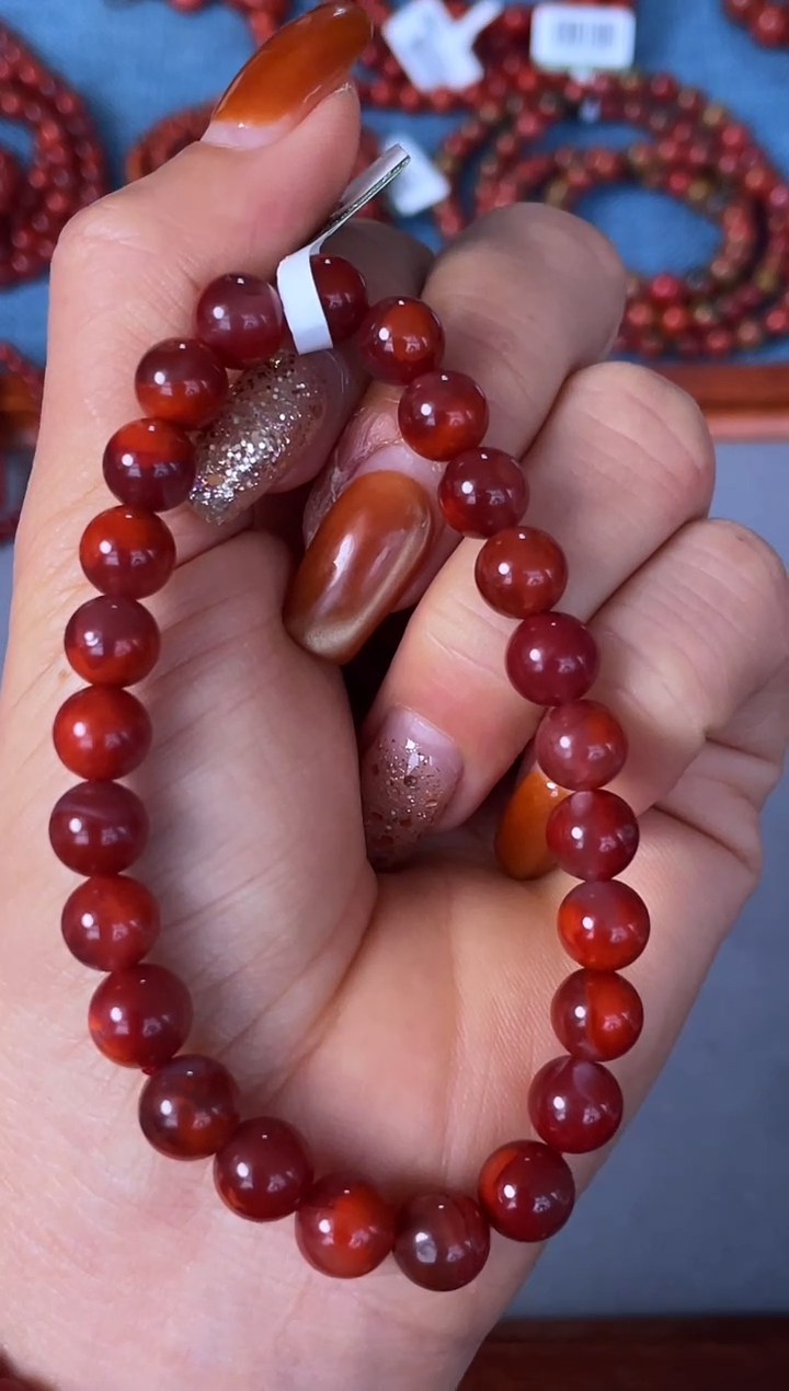 未镶嵌手串南红玛瑙N06凉山瓦西料牛血单圈多样性发其一