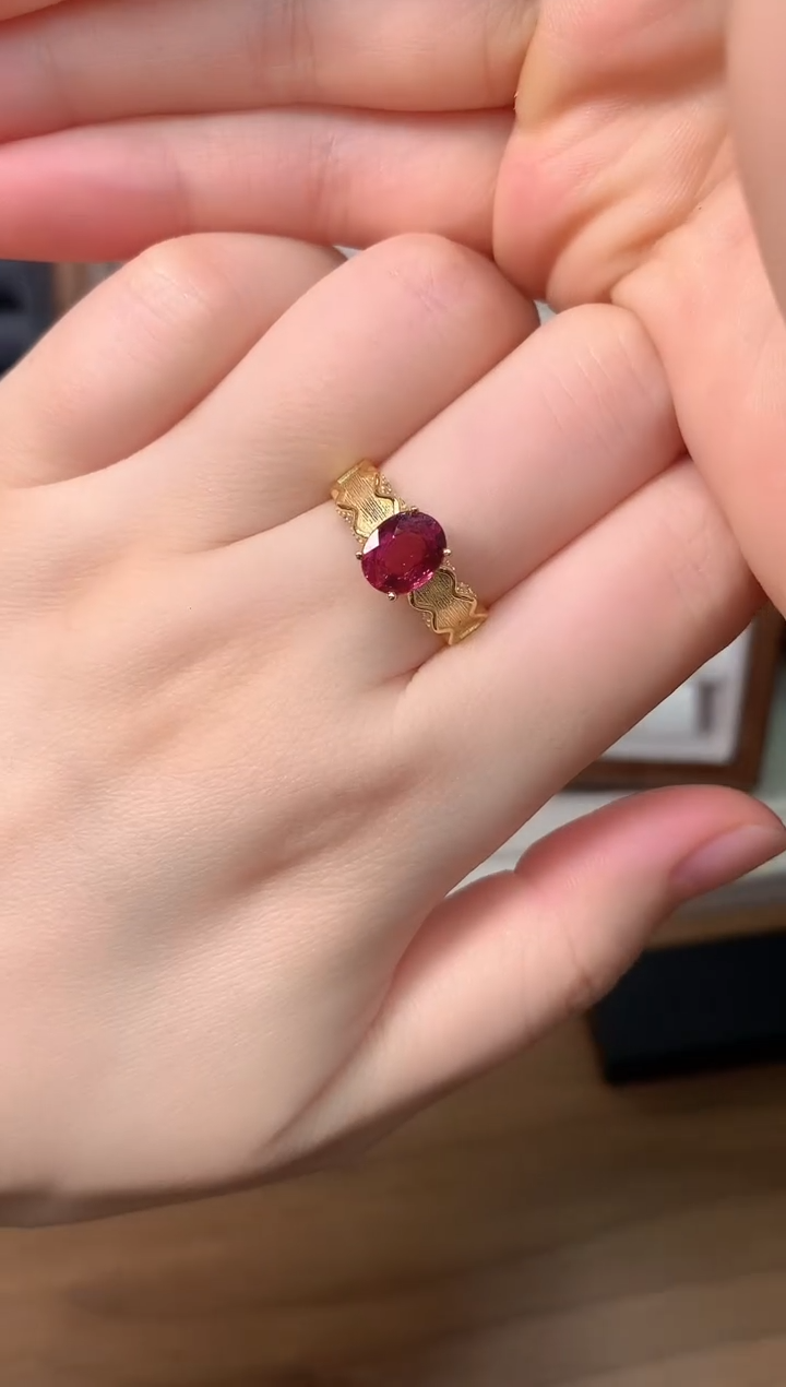 石榴石戒指银S925镶嵌J16-2