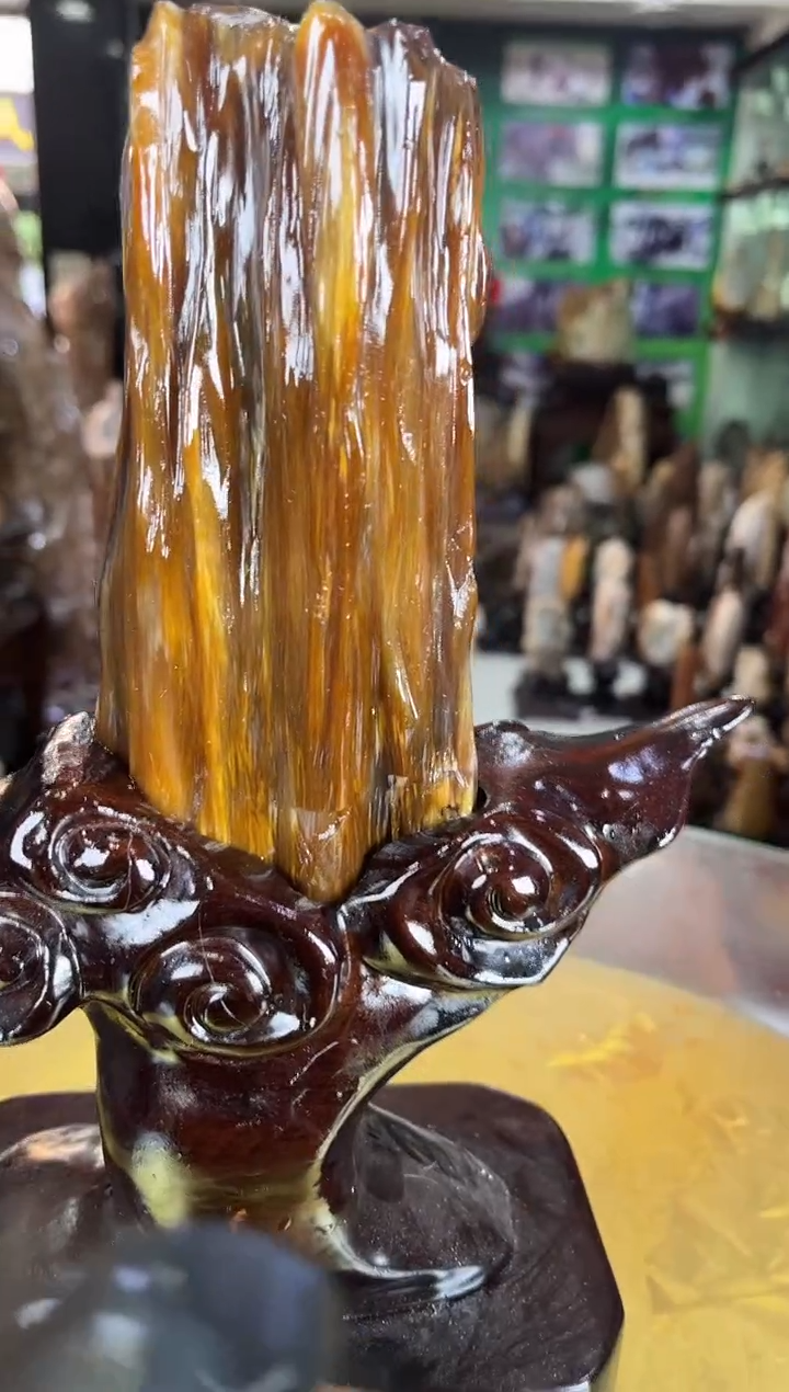 缅甸天然树化玉摆件