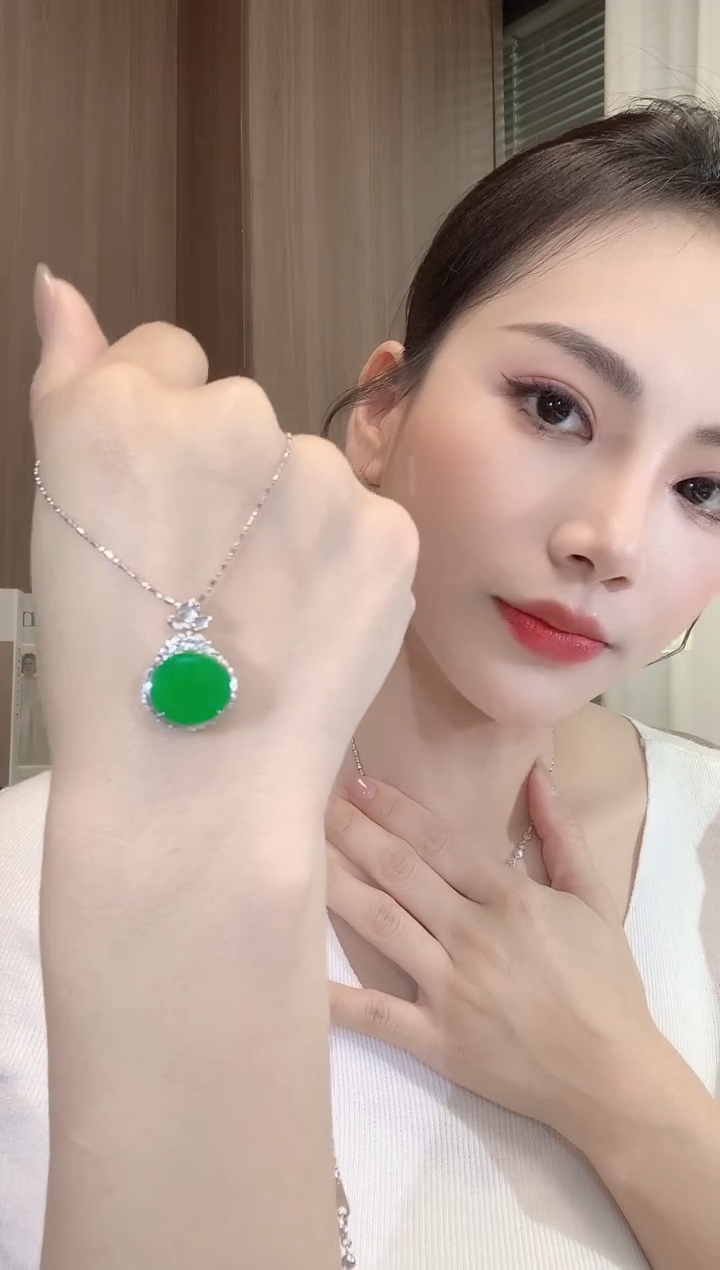 翡翠18K金镶嵌吊坠(不含链)A2 多样性发一件