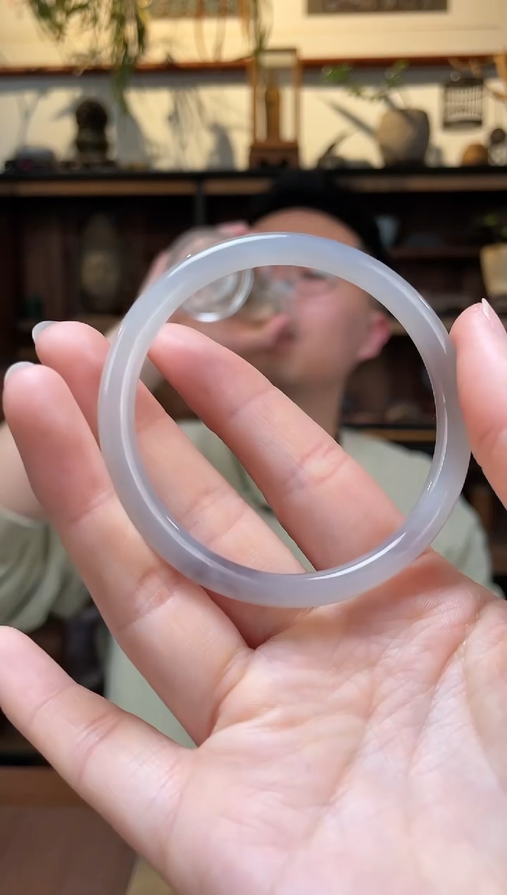 【闪购商品】和田玉手镯未镶嵌58#烟紫手镯YR