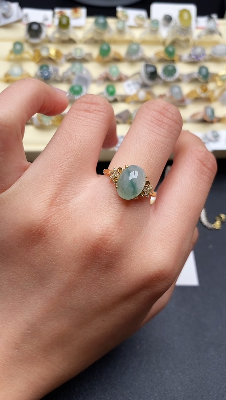 【闪购商品】翡翠戒指银S925镶嵌3333333+4