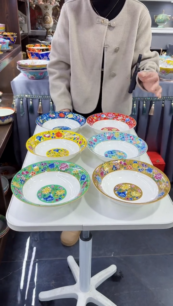 珐琅7.5英寸圆深盘6个专场福利