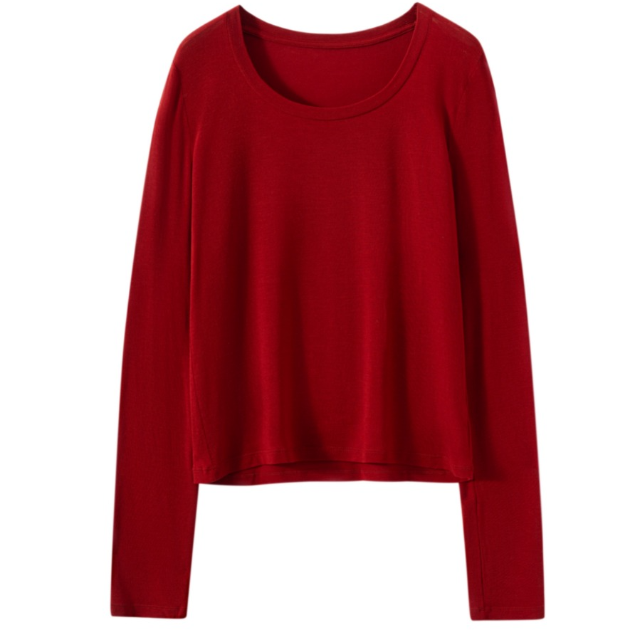 推荐柔软舒适圆领长袖女士打底衫百搭612