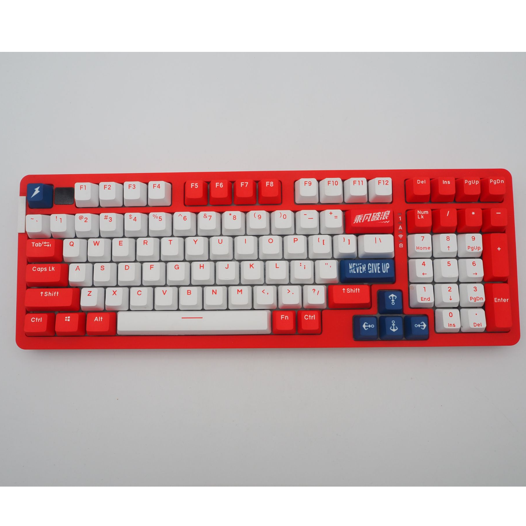 9新  达尔优 A98三模机械键盘热插拔键盘PBT键帽乘风破浪天空轴V3