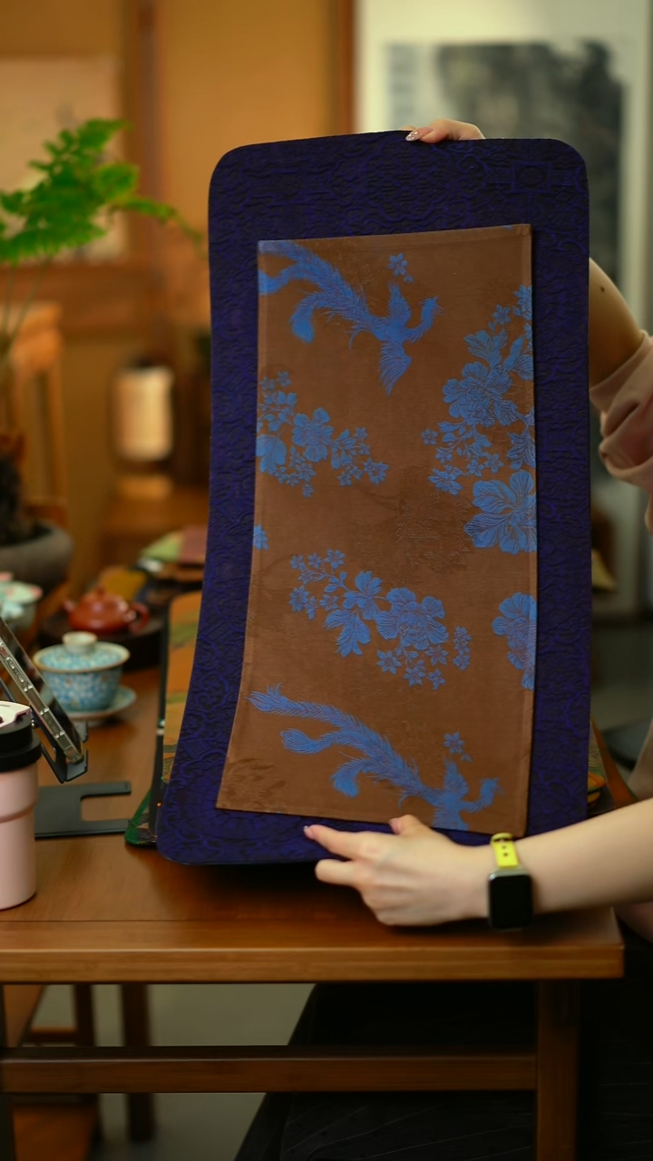 蚕丝大绮紫御龙➕小蓝色凤凰花 