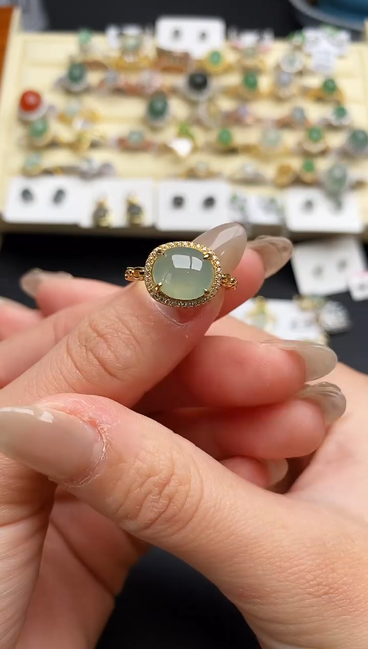 【闪购商品】翡翠戒指银S925镶嵌22222222+6