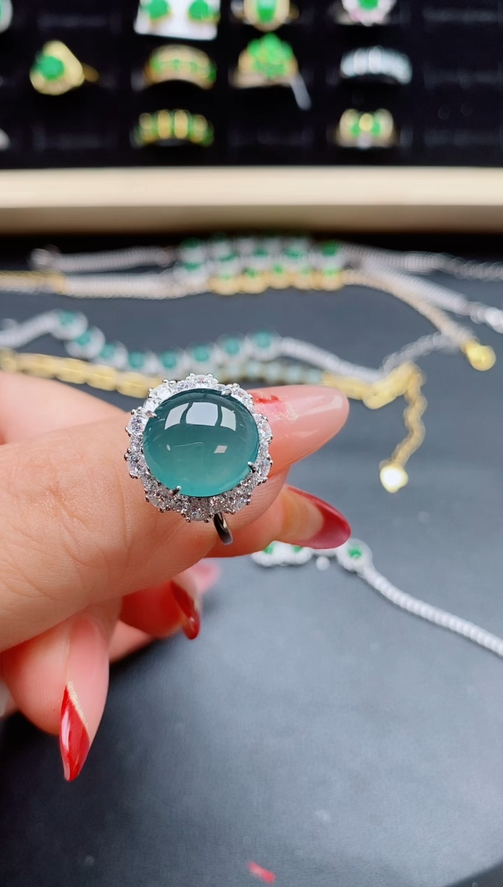 【闪购商品】翡翠戒指银S925镶嵌32132