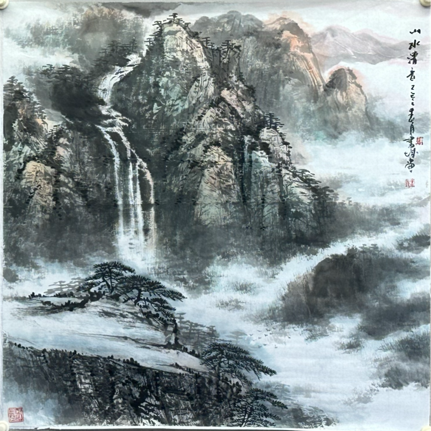 现代画家胡书城山水画作品客厅高端私宅