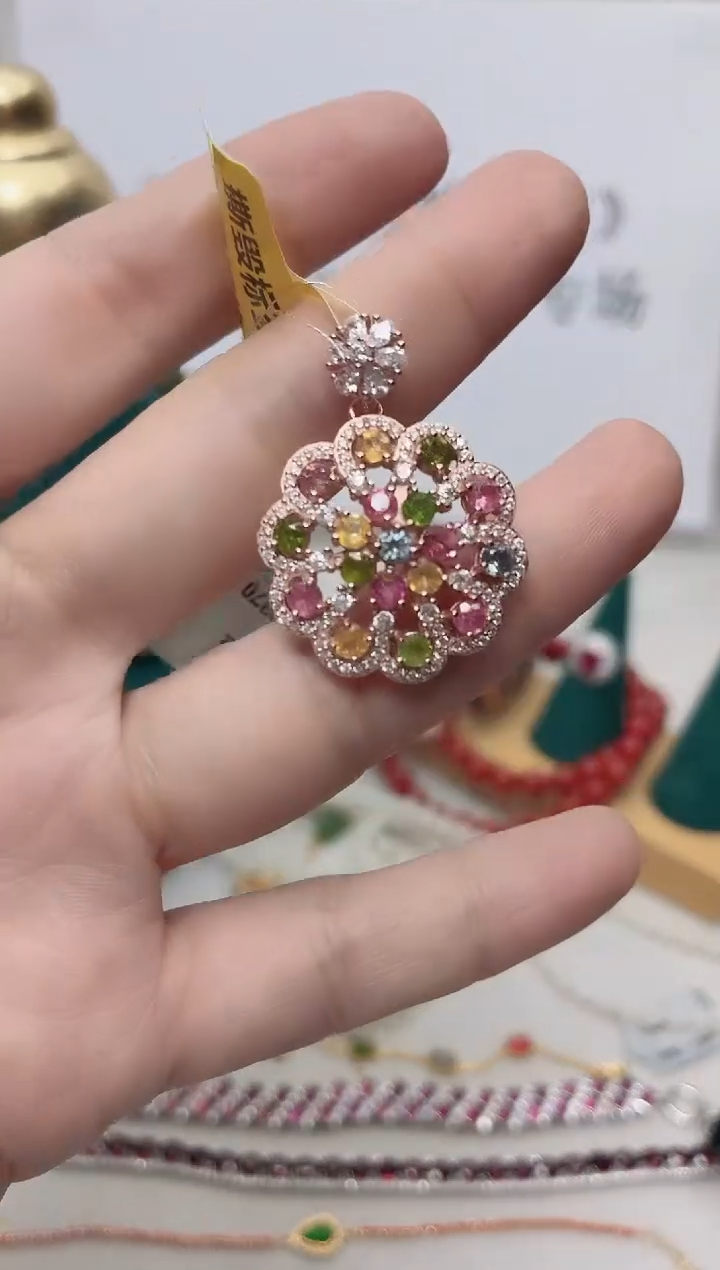 银S925镶嵌吊坠碧玺101BJ0103产品一个（多样性）