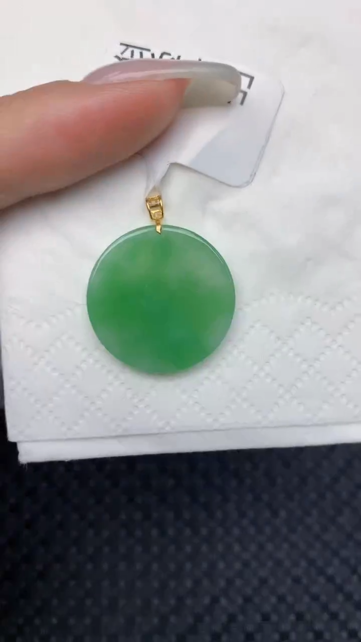 翡翠18K金镶嵌颈饰 天然缅甸翡翠a货百元以上9元证书费自理