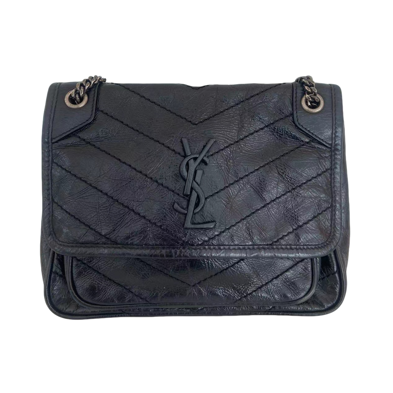 95新 YSL/圣罗兰 YSL/圣罗兰 黑色niki小号斜挎包jm4818