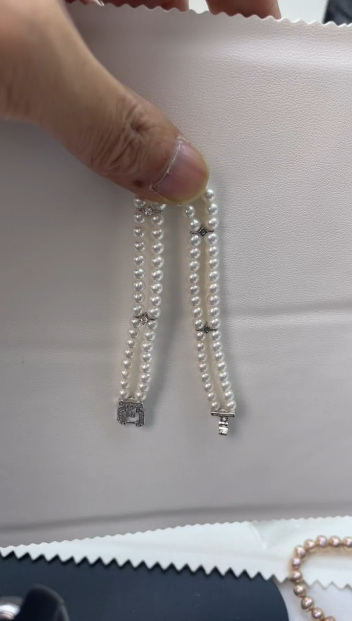 合金手链淡水珍珠手链双排