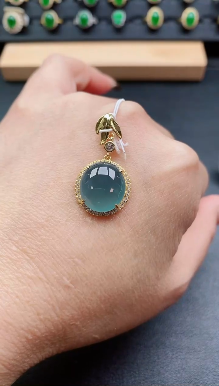 吊坠(赠链)银S925镶嵌翡翠1