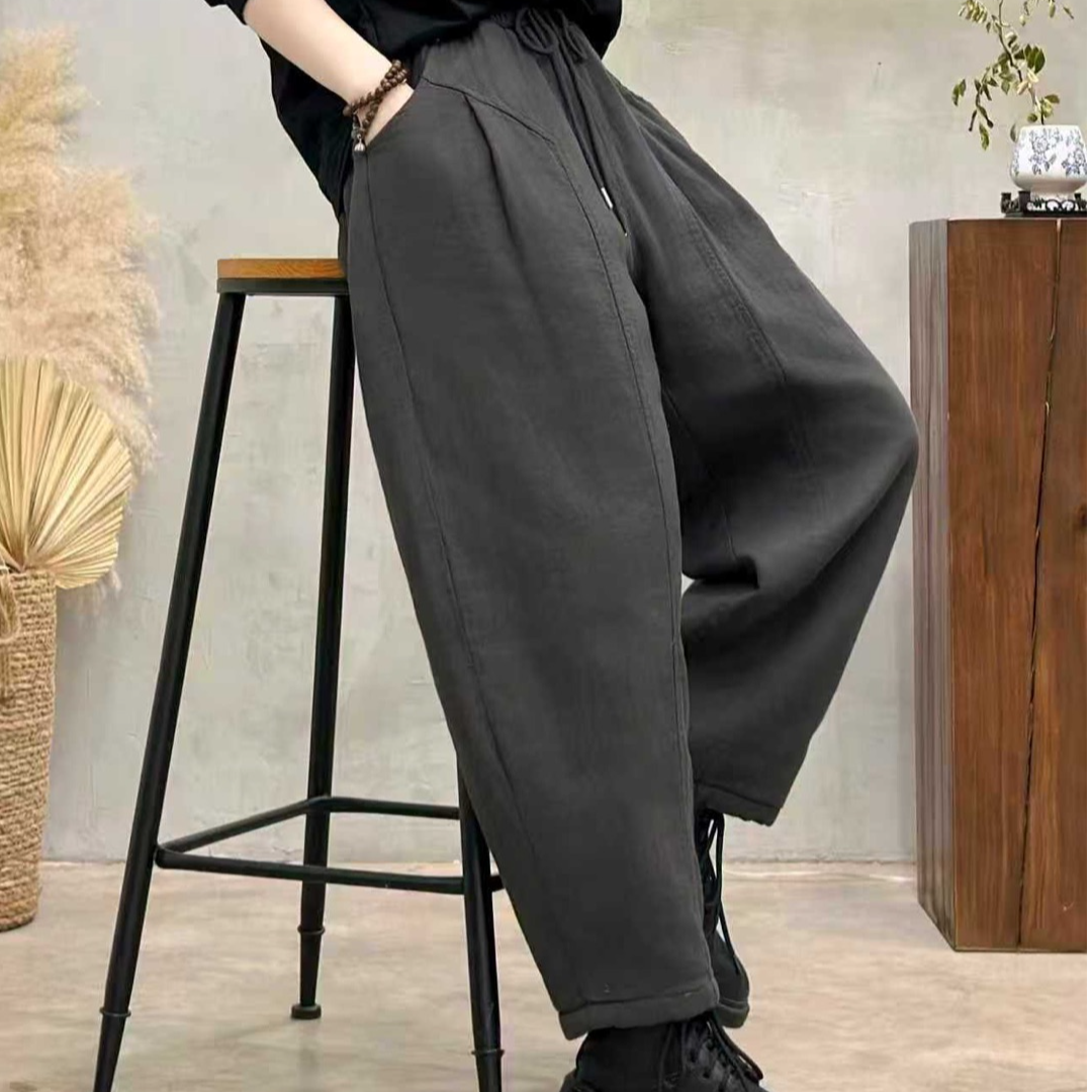 【靓旺阁】复古深档25011宽松显瘦夹棉加厚保暖休闲哈伦裤