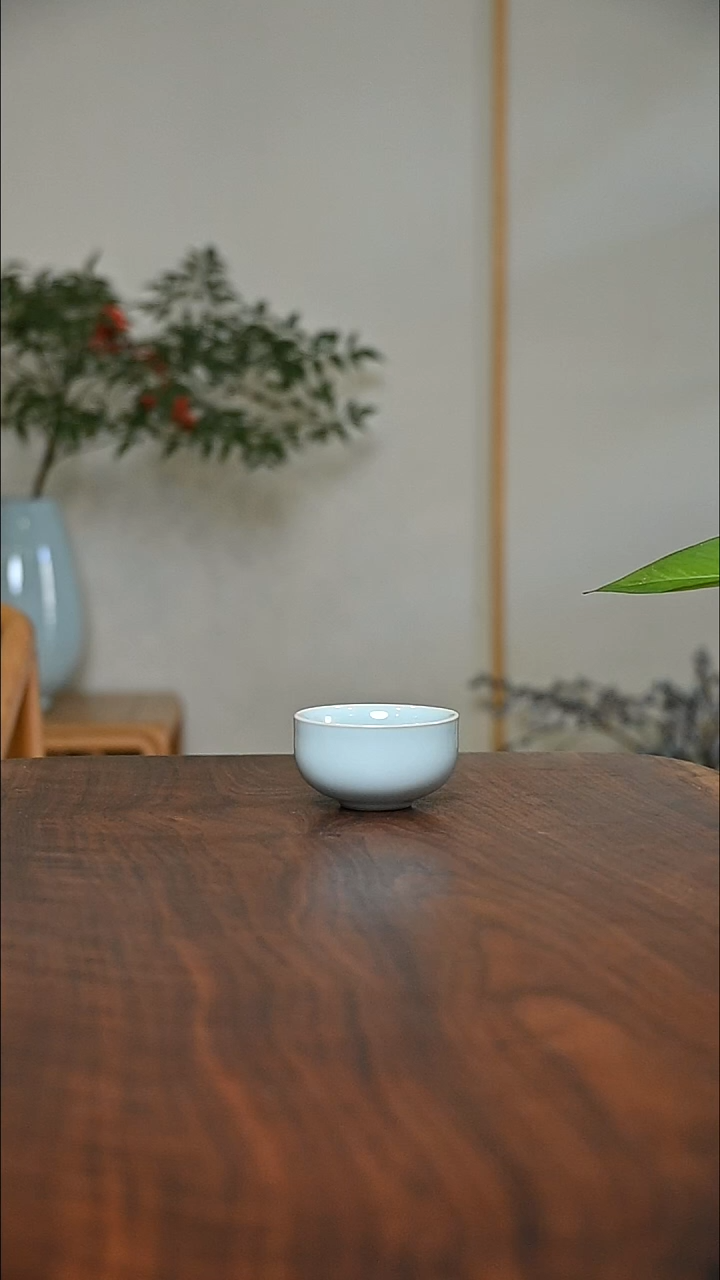 疾*福杯 天青 微瑕 朱家款