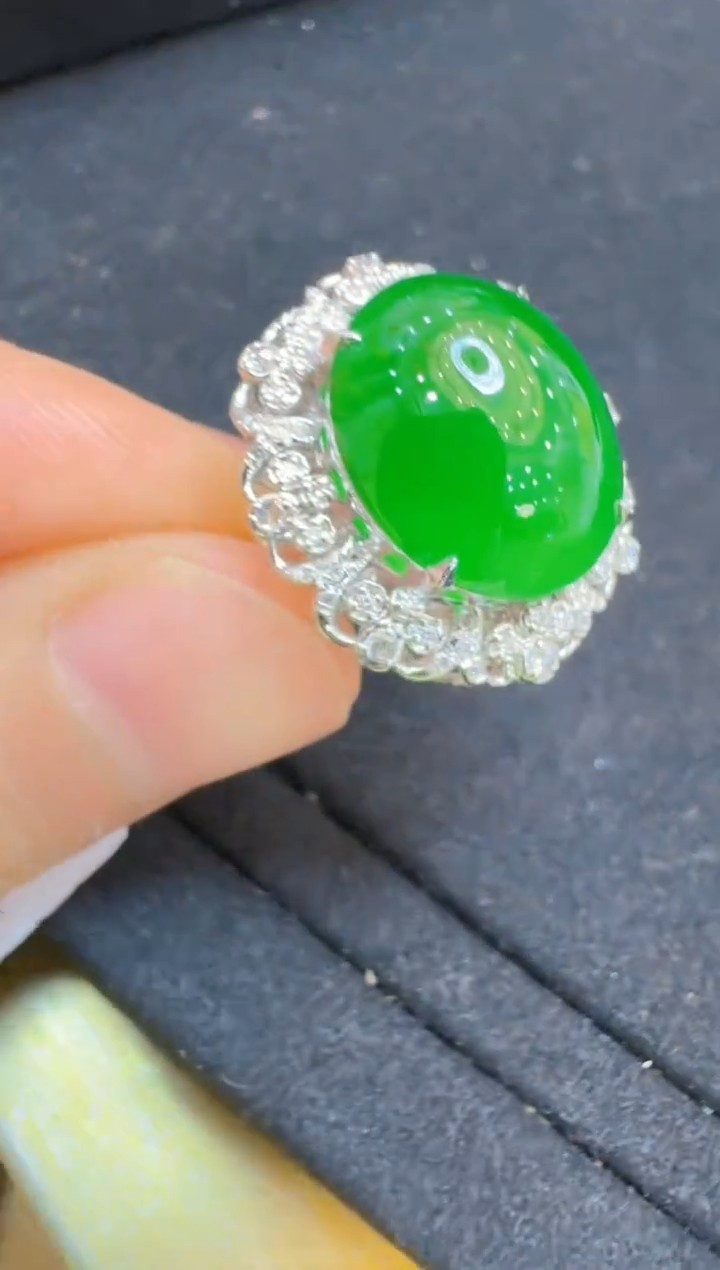翡翠戒指18K金镶嵌多样性团购发一件