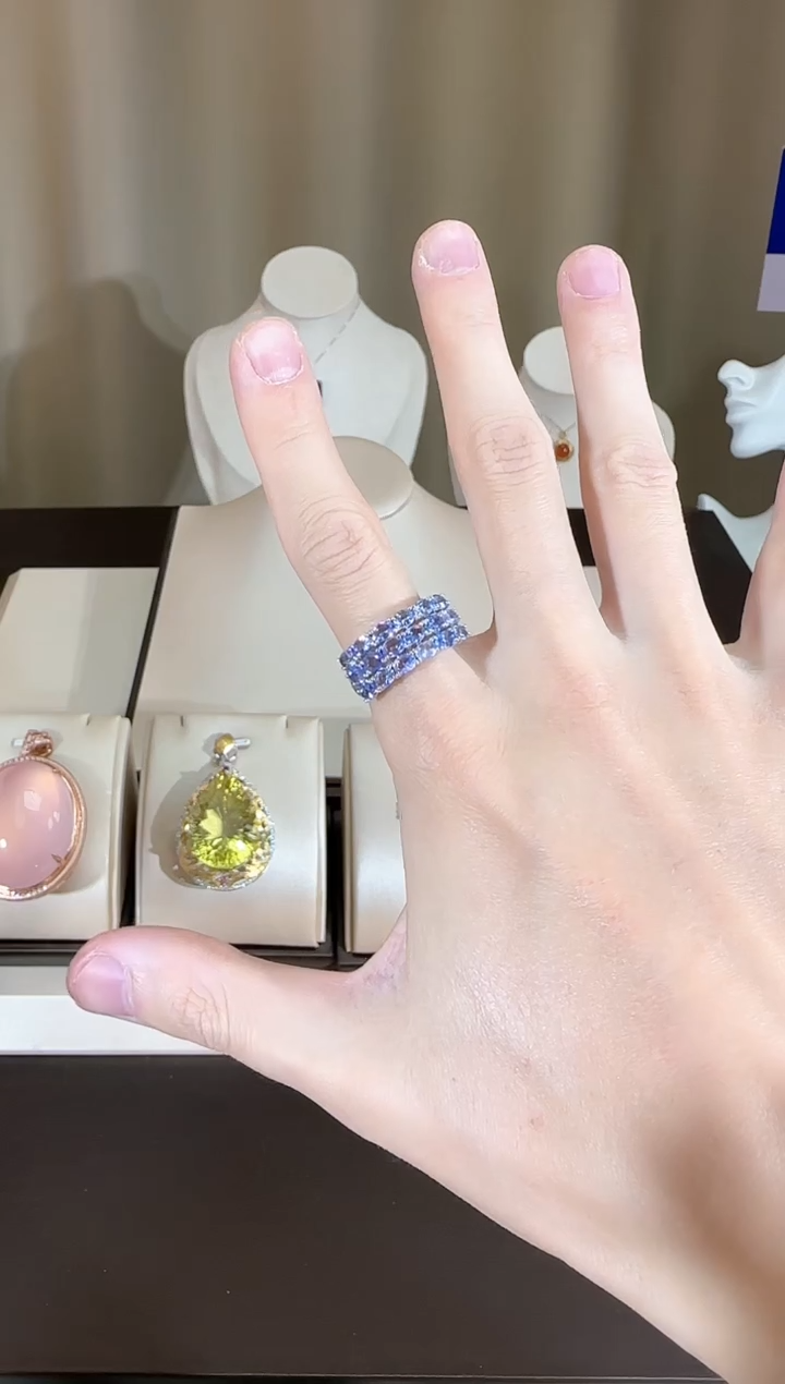 【闪购商品】坦桑石戒指银S925镶嵌排戒