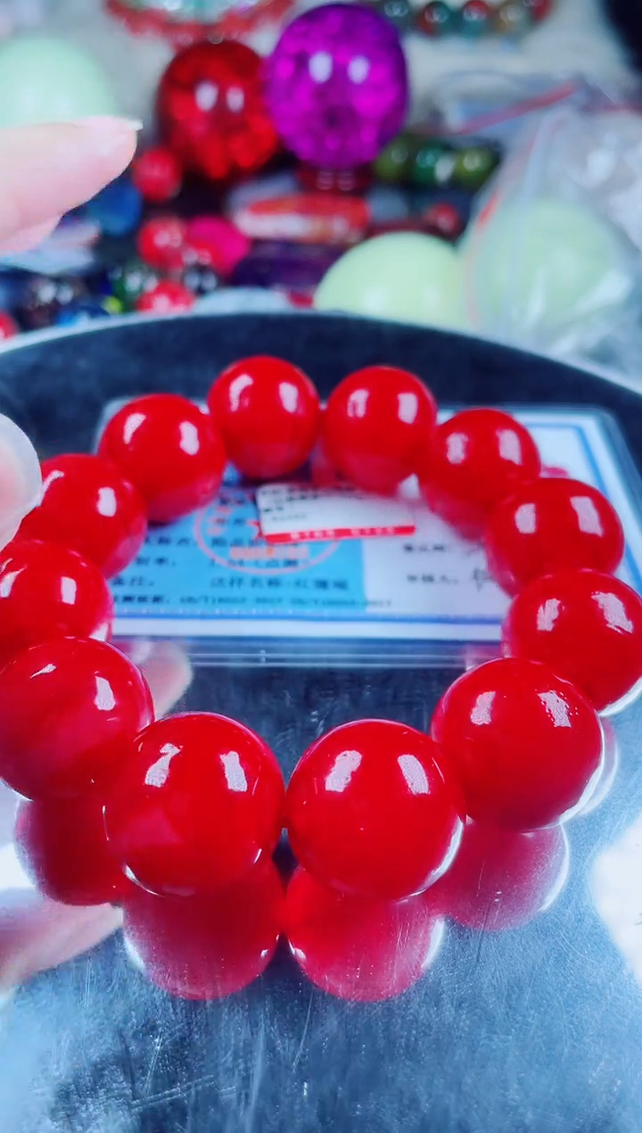 硅化珊瑚（珊瑚玉）手串未镶嵌红珊瑚手串卡20