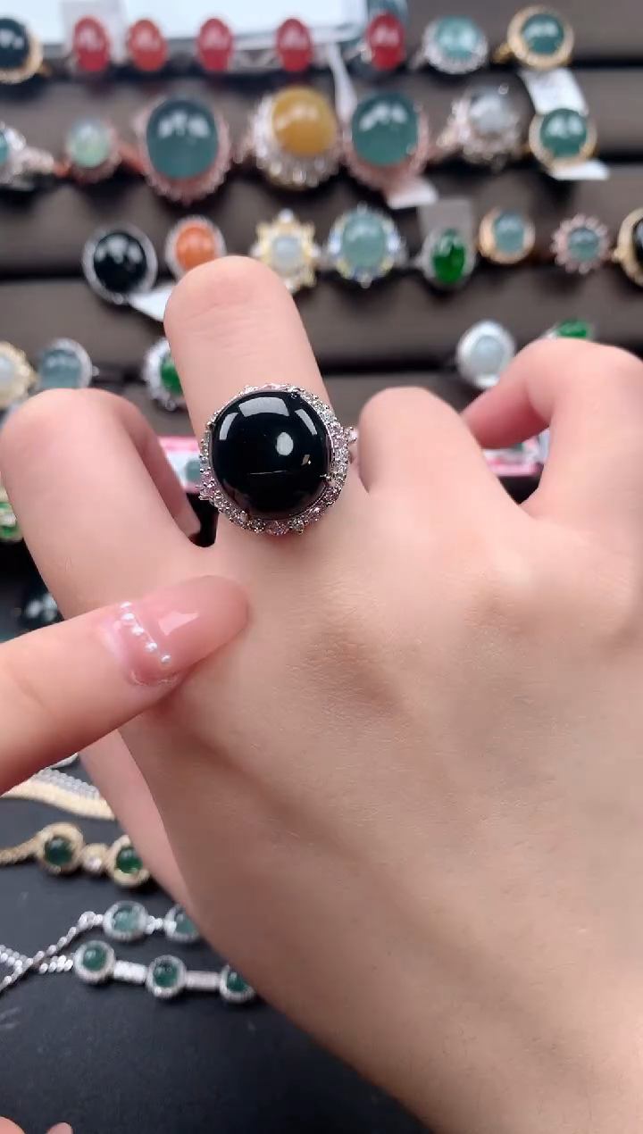 【闪购商品】翡翠戒指银S925镶嵌78532