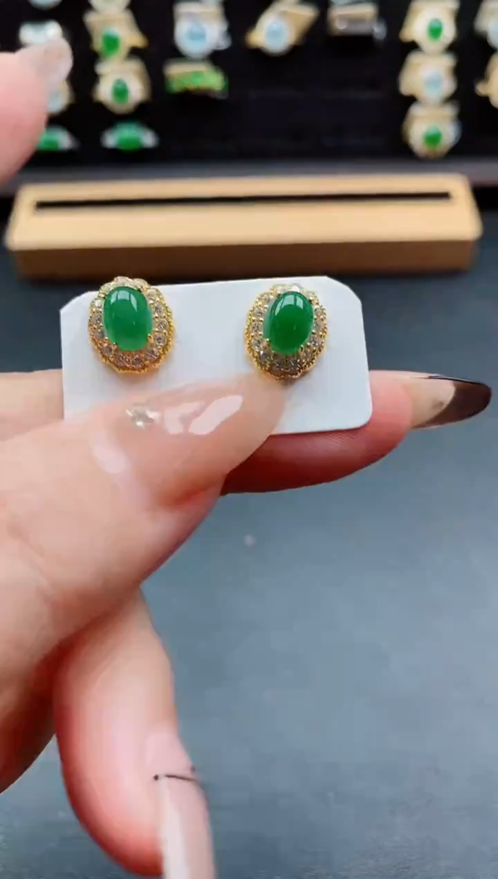 银S925镶嵌戒指翡翠1