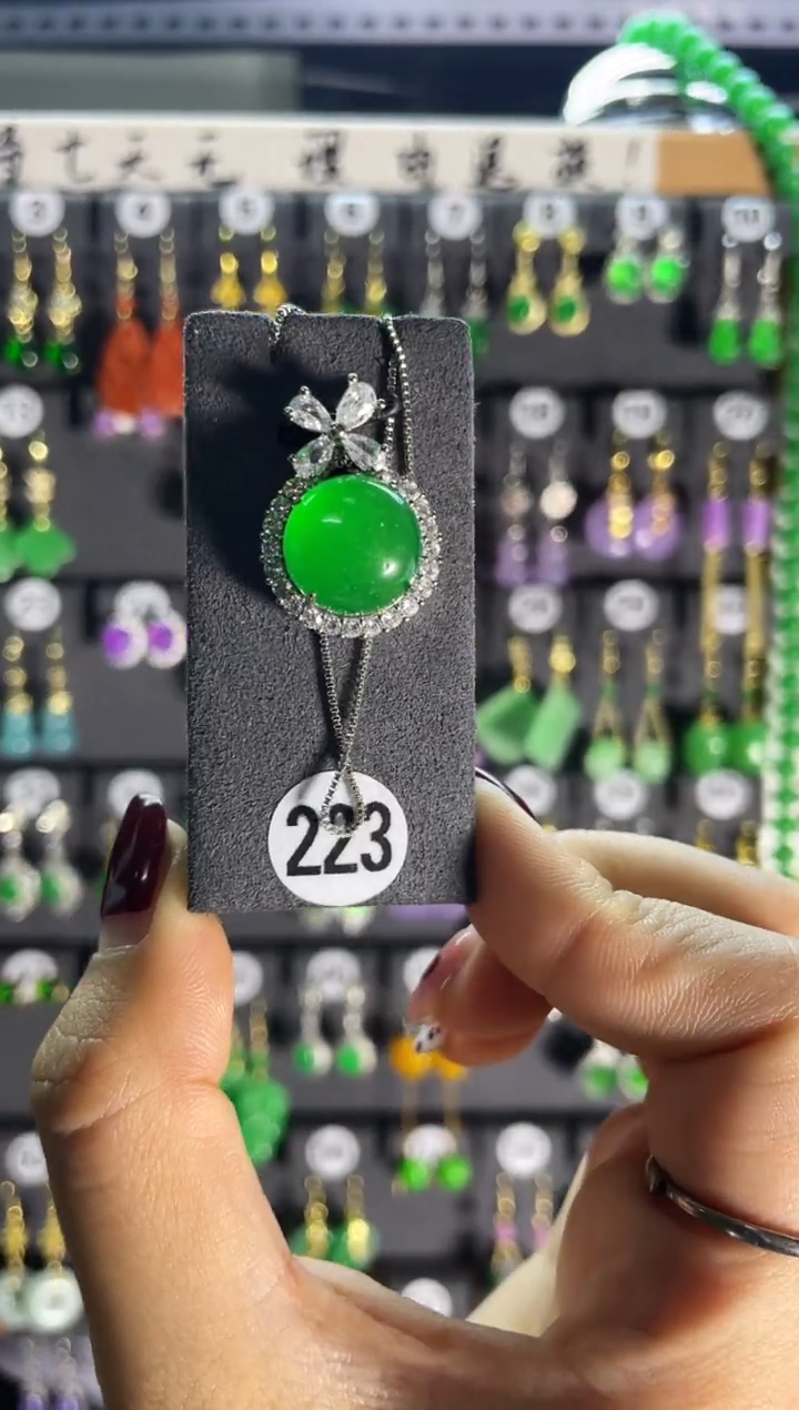 【闪购商品】翡翠耳饰银S925镶嵌223   