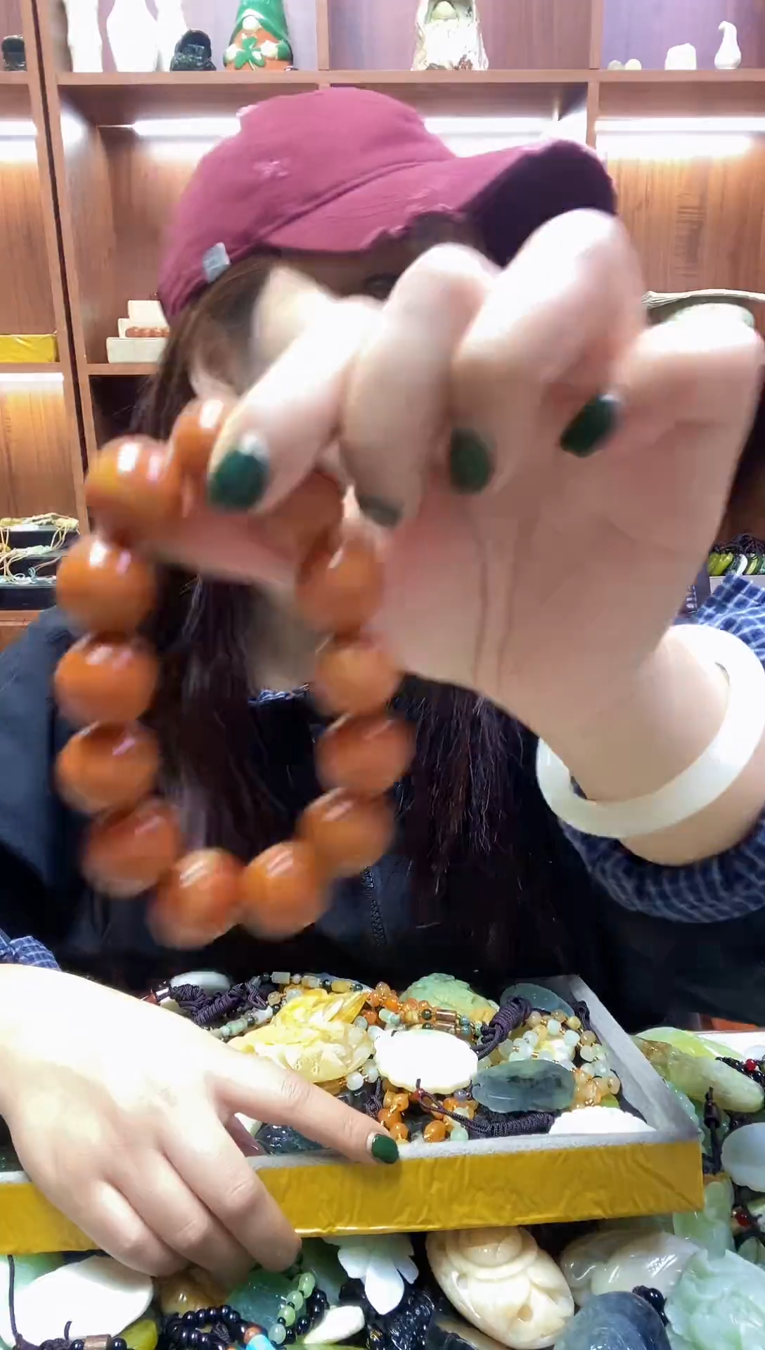 未镶嵌蛇纹石玉手串+18