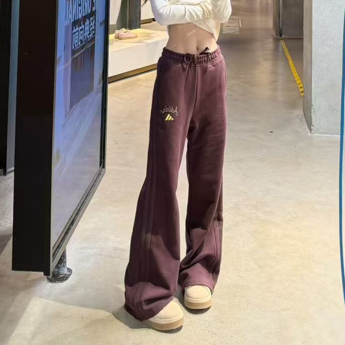 Adidas FLARED LEG JOGGERS 新年款纯棉高腰休闲喇叭裤 KH2708