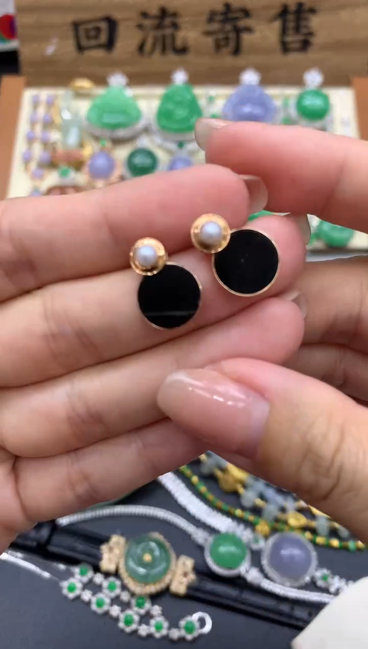 【闪购商品】翡翠耳饰18K金镶嵌505-中国好珍宝