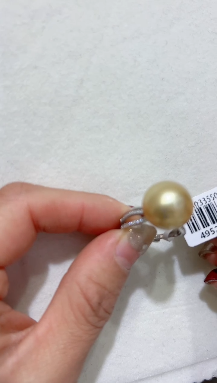 【闪购商品】海水珍珠戒指银S925镶嵌gy239 金珠 多样性发一