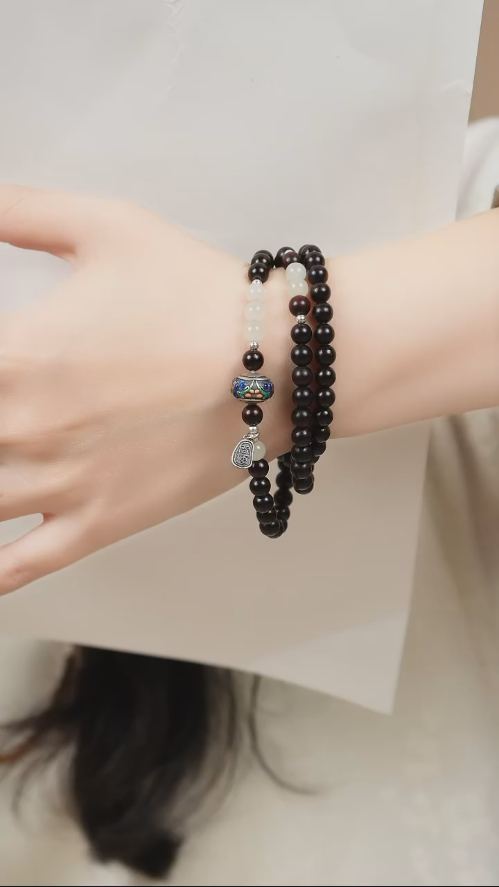 手串檀香紫檀（小叶紫檀）未镶嵌三圈小叶紫檀