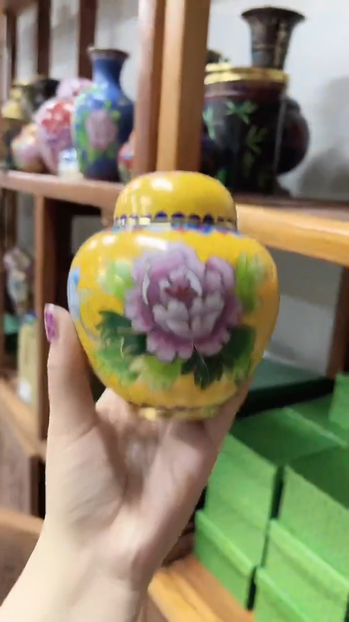 【闪购商品】非遗 景泰蓝西瓜罐 黄色