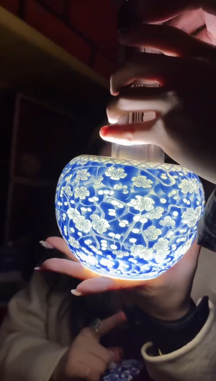 杯子陶瓷青花冰梅螺旋圆罐