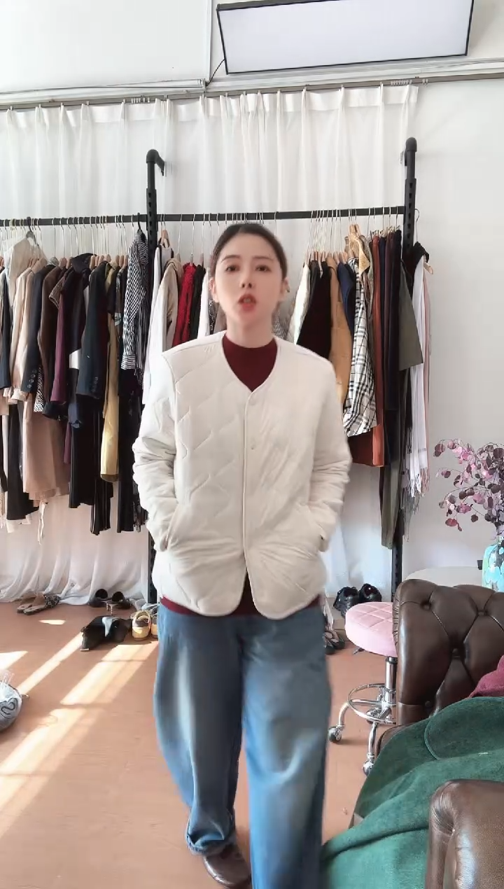 tx 07 白色双面穿格纹小外套 L