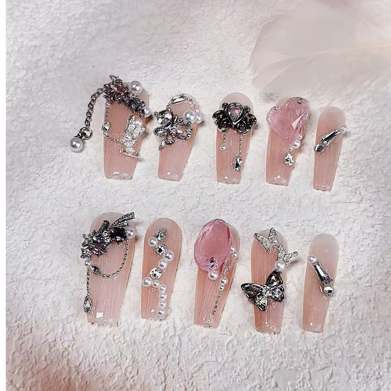 【冰糖仙女】纯手工满锆穿戴甲奢华重工气质