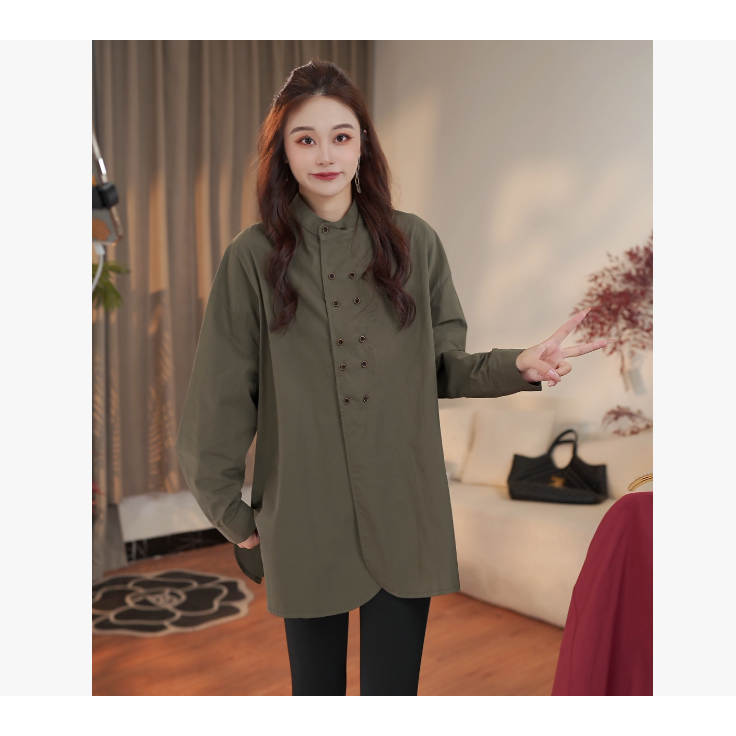 【现货】2025秋款上新设计感衬衫双排领口简约高级感250119