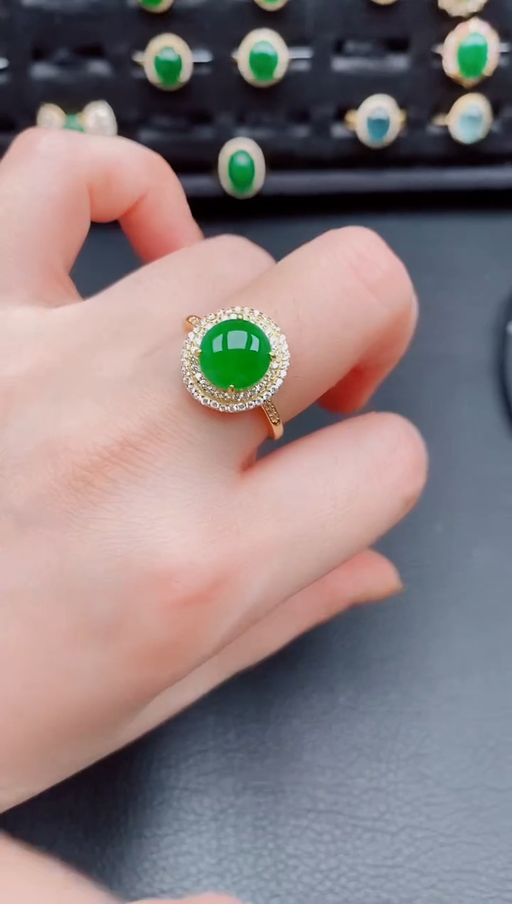 【闪购商品】翡翠戒指银S925镶嵌天然a货翡翠121