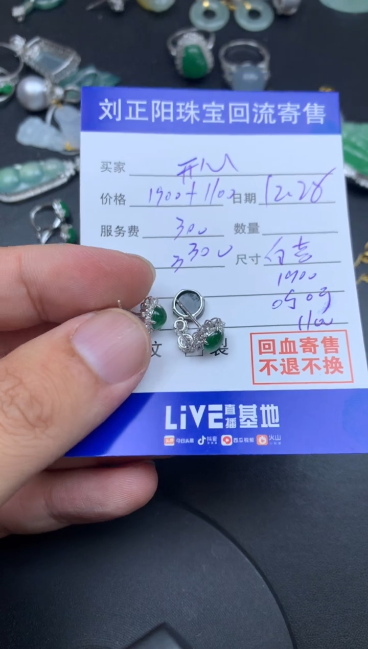 颈饰18K金镶嵌翡翠开***天自营绿1900加呜呼墨翠1100