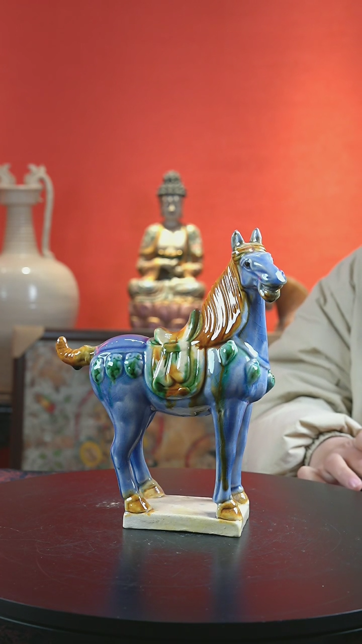 【闪购商品】唐三彩彩四足立马 21*22cm 浅蓝色