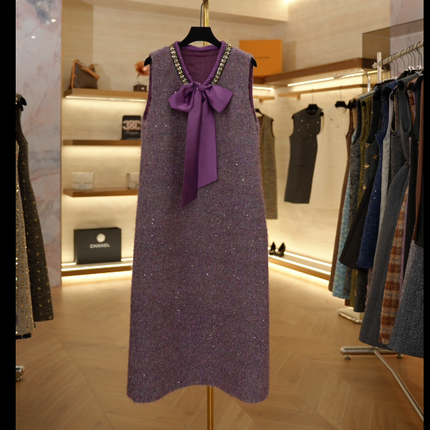 【J】复古风显瘦气质无袖连衣裙女装轻奢秋冬时尚 JJ047