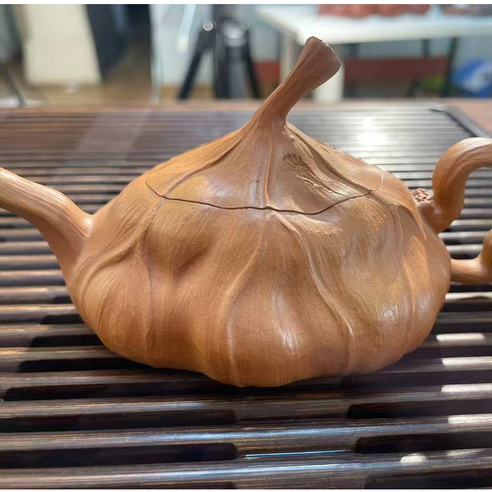 宜兴紫砂全手工制黄金段花器南瓜壶 容量160cc