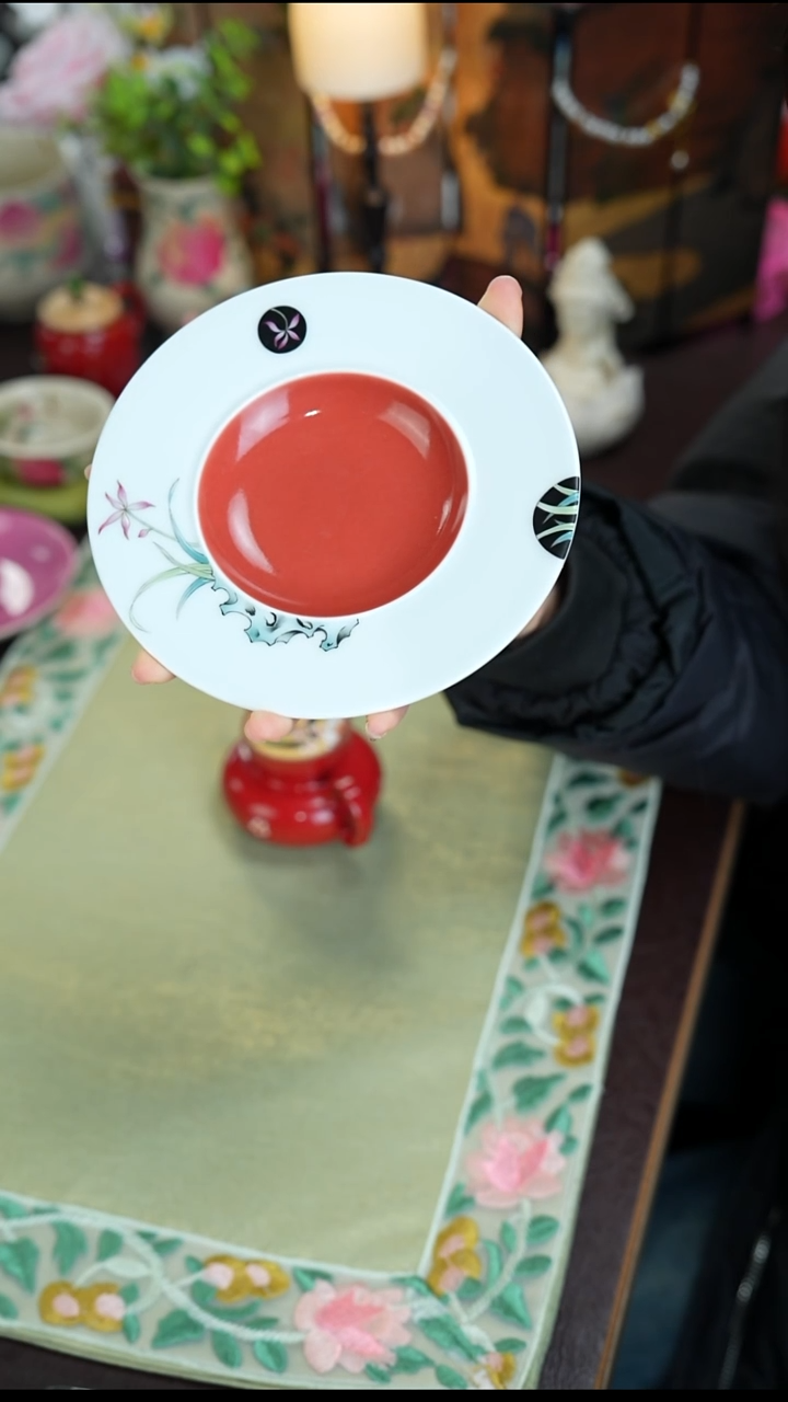 景德镇手工手绘三秋月粉彩壶承