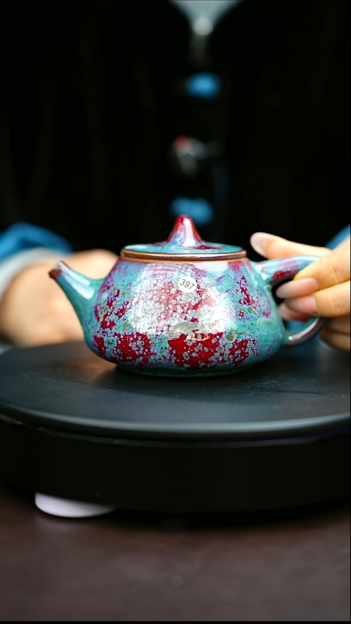 397#原矿钧瓷炉钧釉石瓢壶