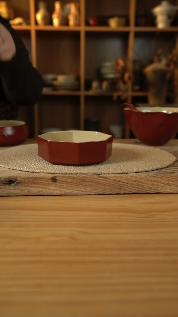 复古红系列的八边盒盘子1个