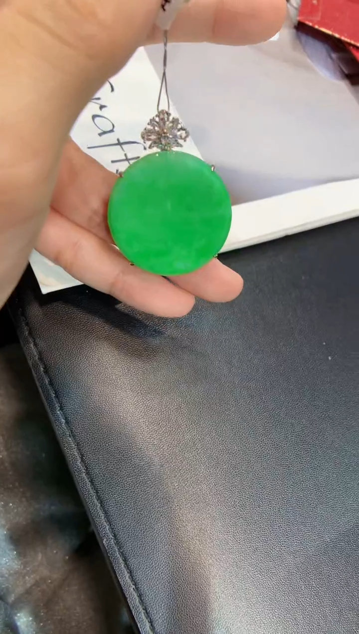 颈饰银S925镶嵌翡翠无事牌