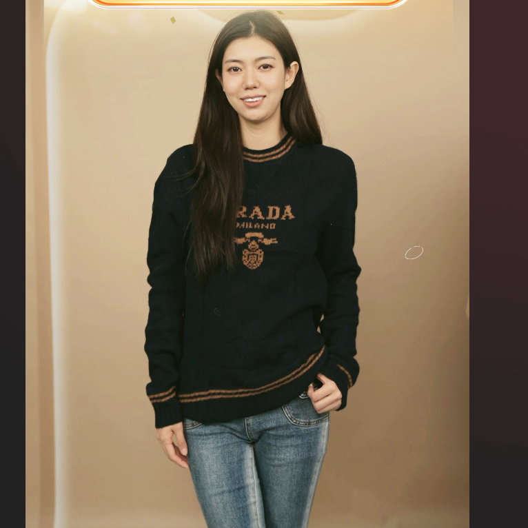 95新 Prada/普拉达 毛衣长袖38码蓝色/250903CYETX25