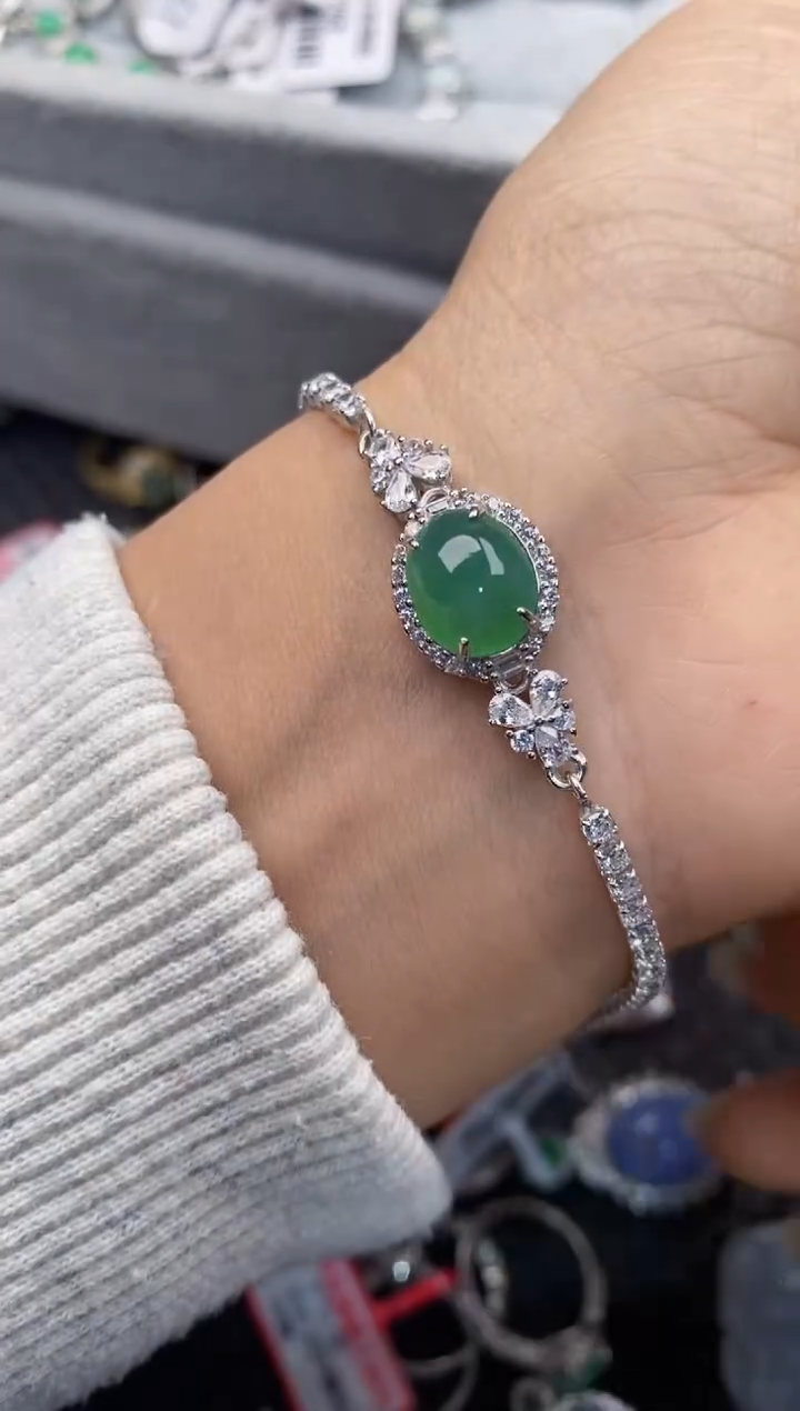 银S925镶嵌戒指翡翠777---9